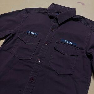 Vintage Ralph Lauren Military Men's Dark Purple Shirt